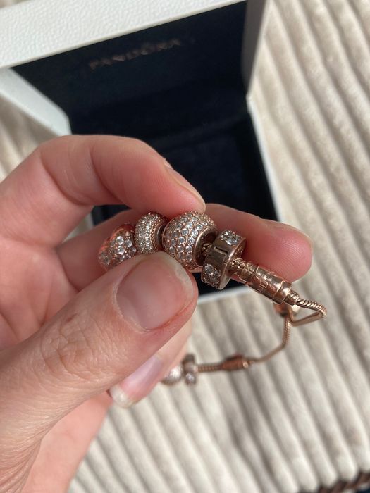 Bransoletka Pandora rose Gold charmsy 11 sztuk
