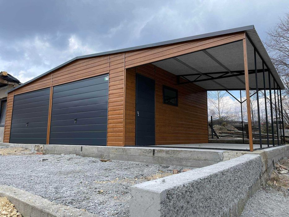 Garaż blaszany wiata Wzmocniony PROFILAMI. Producent SZYBKA REALIZACJA