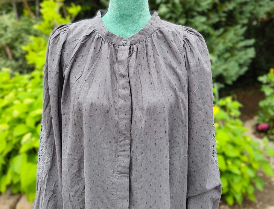 Bluzka boho H&M 44 XXL czarna bawełna bohemian folk hippie haft