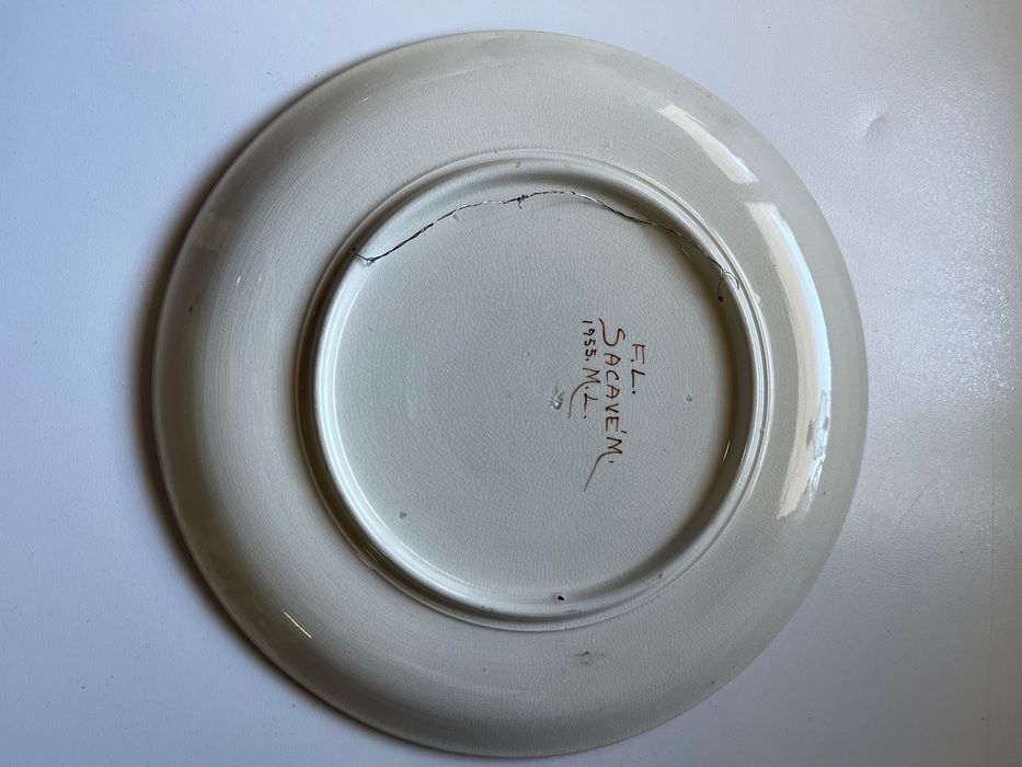 Prato sacavem pintado a mão 1955