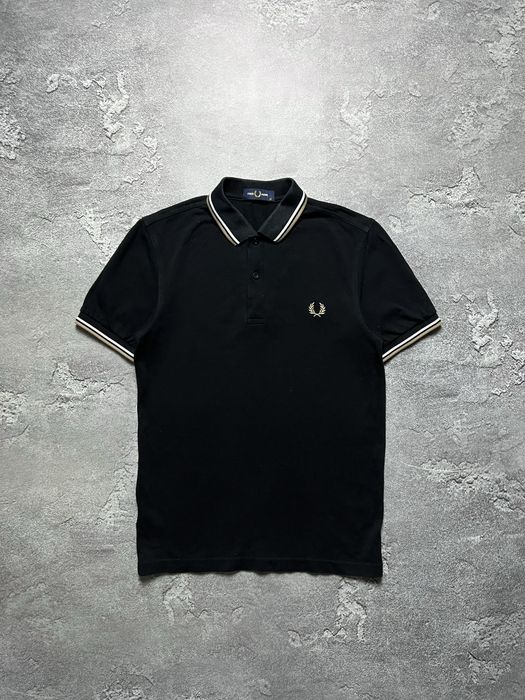 Поло футболка Fred Perry фред перри на лампасах большой логотип M