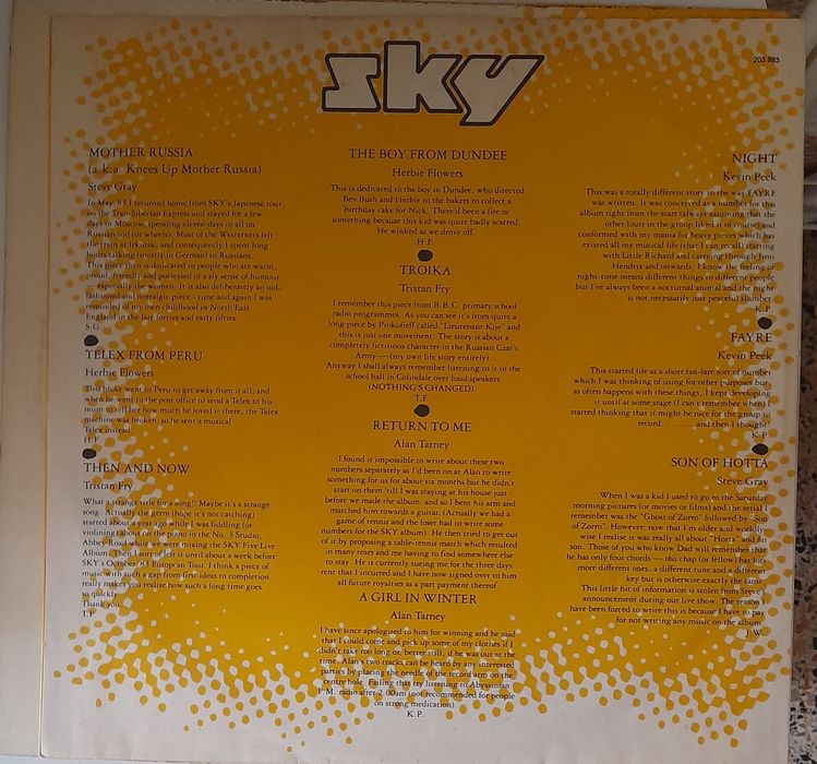 Lp SKY Cadmium - 1984
