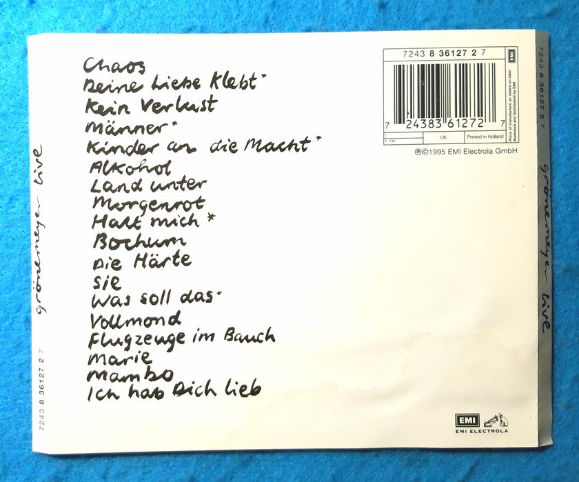 Herbert Grönemeyer – Grönemeyer Live (CD, 1995)