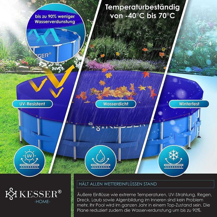 Plandeka do basenu / okrągła / 266-306 cm / osłona / ochrona / 8816!