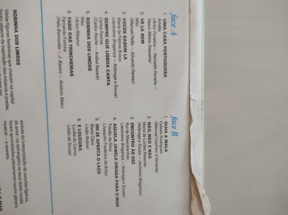 Disco Vinil Valentim Carvalho/Musica Portuguesa  AMÁLIA