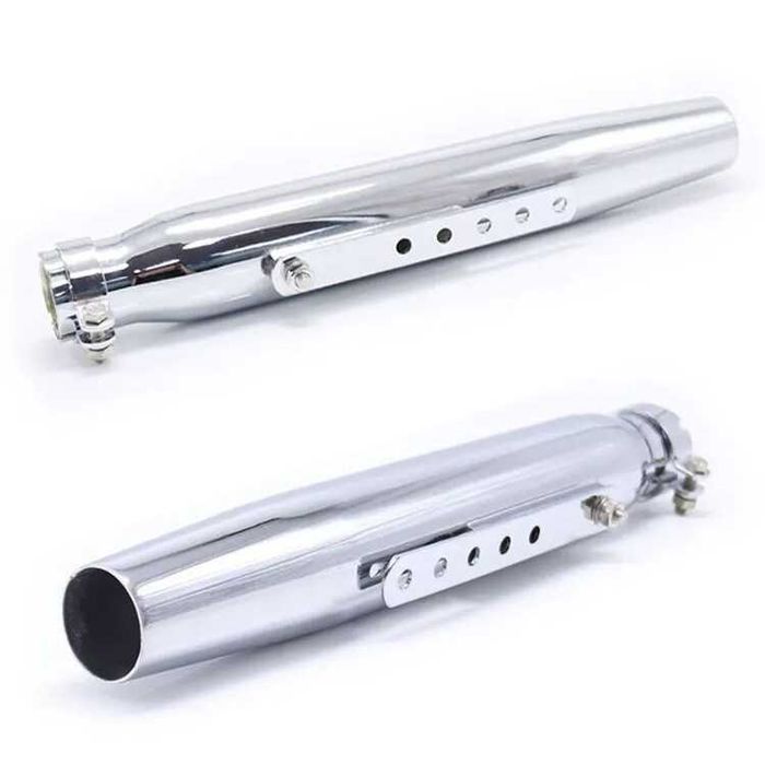 Ponteira Escape Universal Chopper Bobber 435mm Cromado Preto Mate