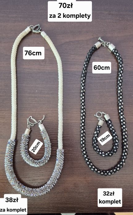 Dwa komplety biżuterii naszyjnik i bransoletka korale prezent Dzień Matki Mamy