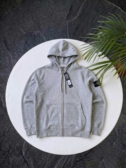Стоник Котфа Мужская Серая | Stone Island Новое Зип Худи | Стон Айленд Олімпійка