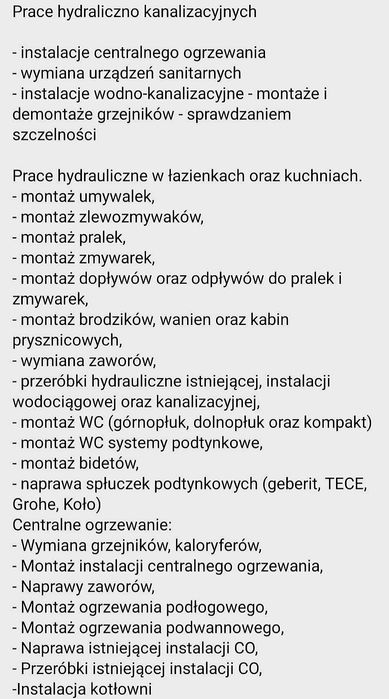 Hydraulik  "usługi hydrauliczne"