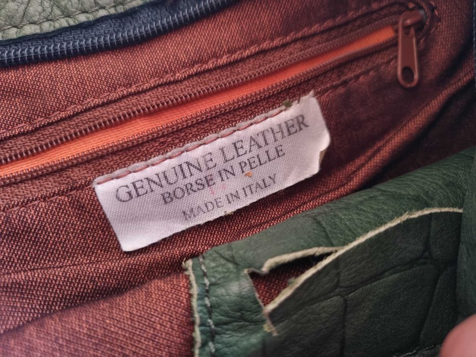 Сумка шоппер кожаная зеленая итальянская