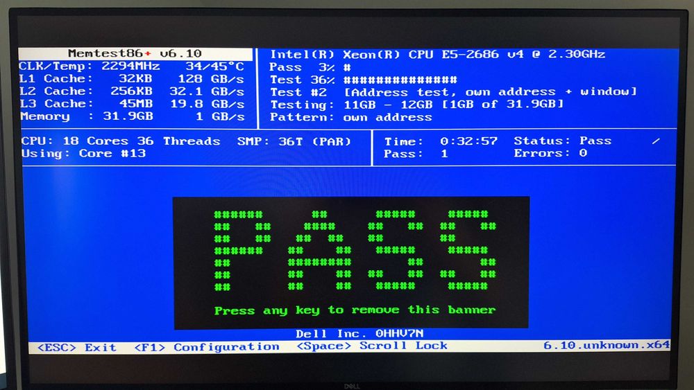 Dell T5810 18C/36T 32GB RAM Radeon 8GB W6600 PRO SSD 256GB + 2TB HDD