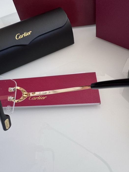 Luksusowe nowe okulary Cartier  bezramkowe