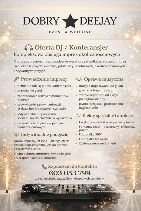 DJ + KONFERANSJER | Jubileusze • Eventy • Urodziny | Toruń i okolice