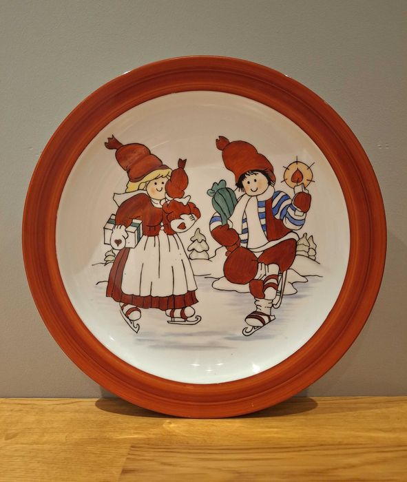 Świąteczna patera vintage, ręcznie malowana
