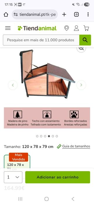 Vendo casota de madeira para cao