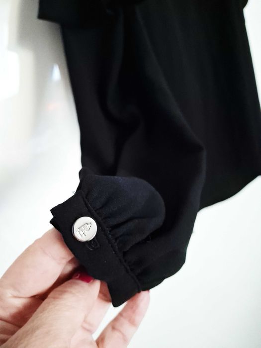 Ralph Lauren czarna bluzka z falbankami, odkryte ramiona, S 36