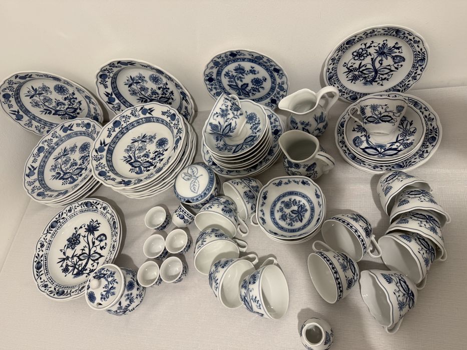 Duży serwis zwiebelmuster wzór  cebulowy