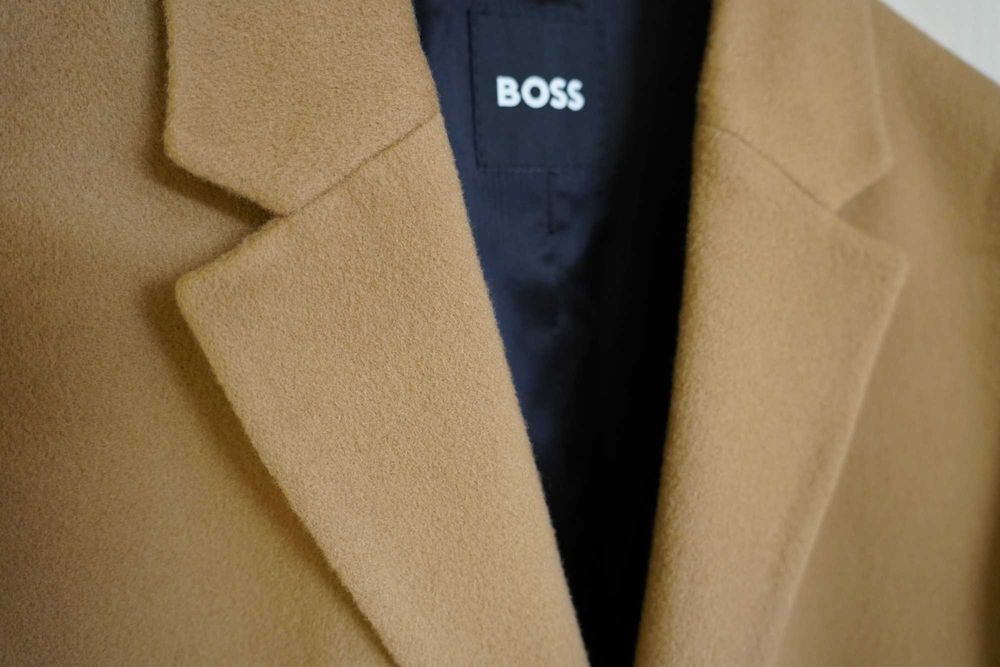 Płaszcz wełniany Boss Hyde Camel roz 50