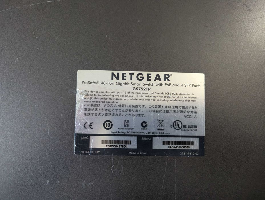 Switch Netgear 48 Portas PoE 4 SFP GS752TP