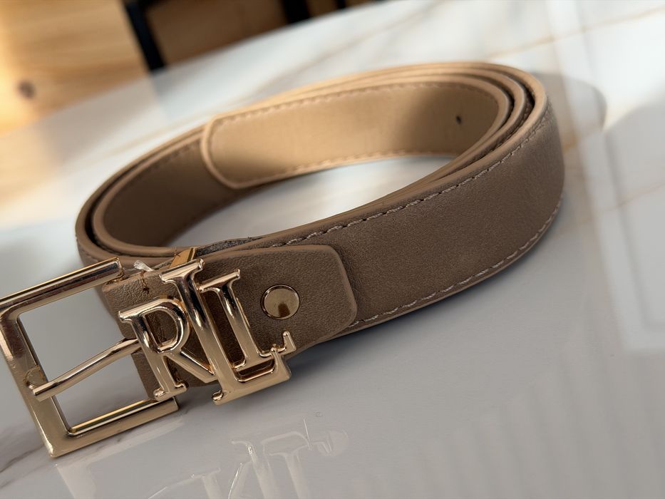 Pasek RLL Raph Lauren Premium Beżowy Nowy