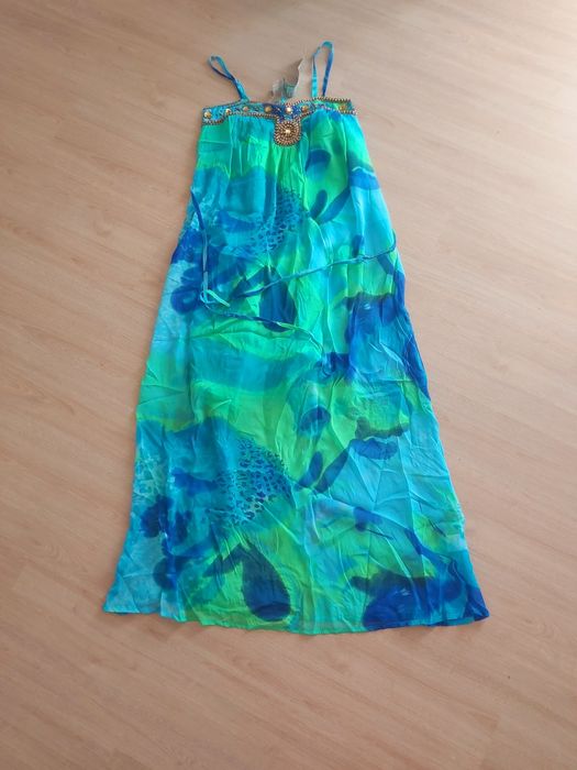 Vestido verão azul e verde