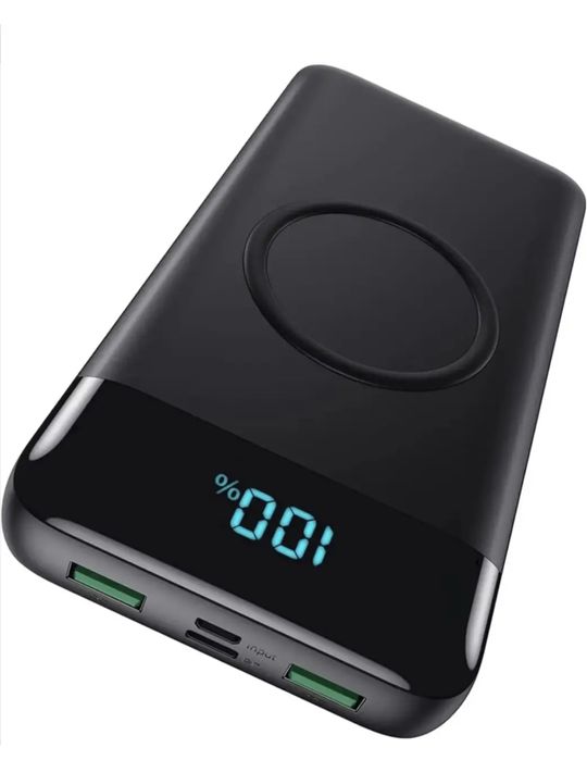 Power Bank black FOCHEW 30800mAh PD, QC 4.0, Qi бездротове заряджання