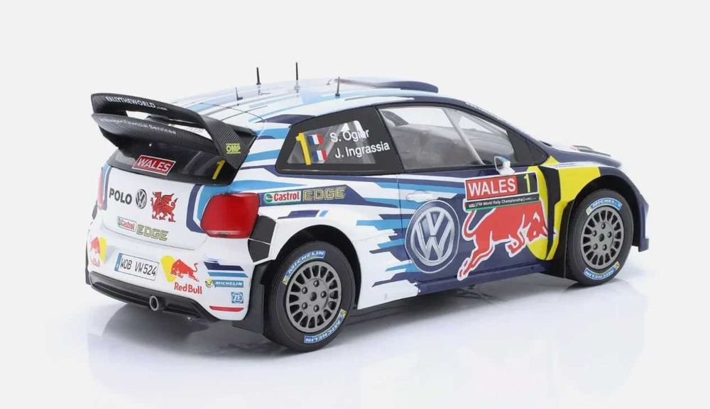 1/18 volkswagen pollo r wrc rally wales 2015 s. ogier (altaya ixo)