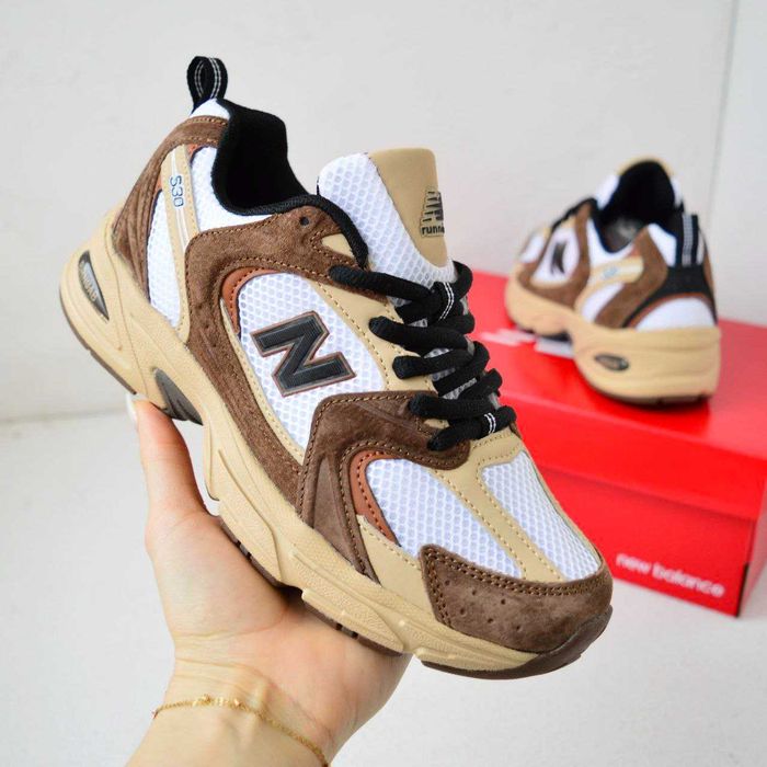 New Balance 530 White Broun білі з коричневим кросівки жіночі нью беленс баланс кроссовки кросовки