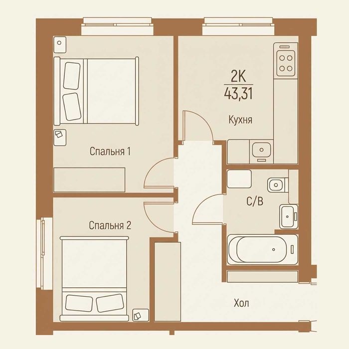 Продаж нових квартир від забудовника, жк Emirates 43.31 м², Розтермінування до 12 місяців