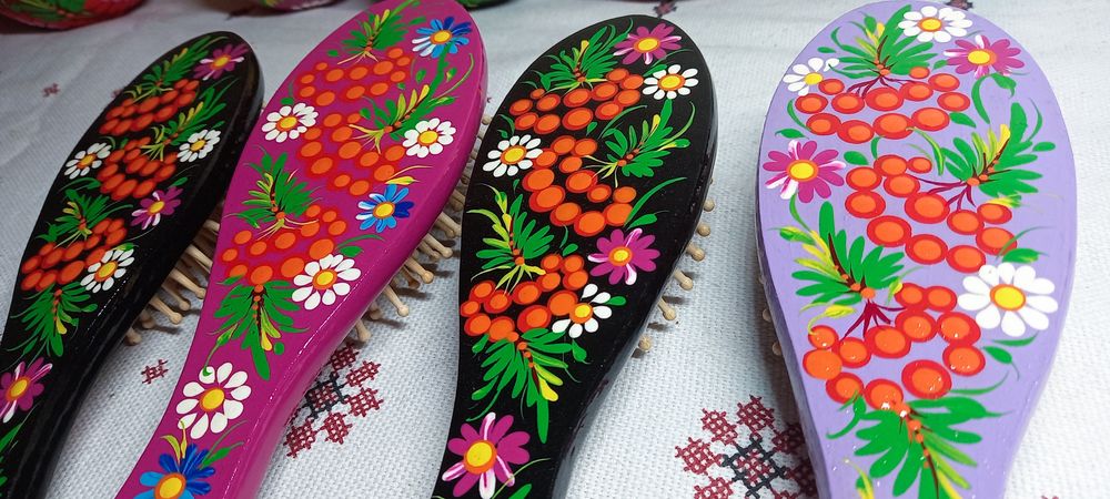 Розчіска для волосся | Щітка для волосся | Петриківський розпис