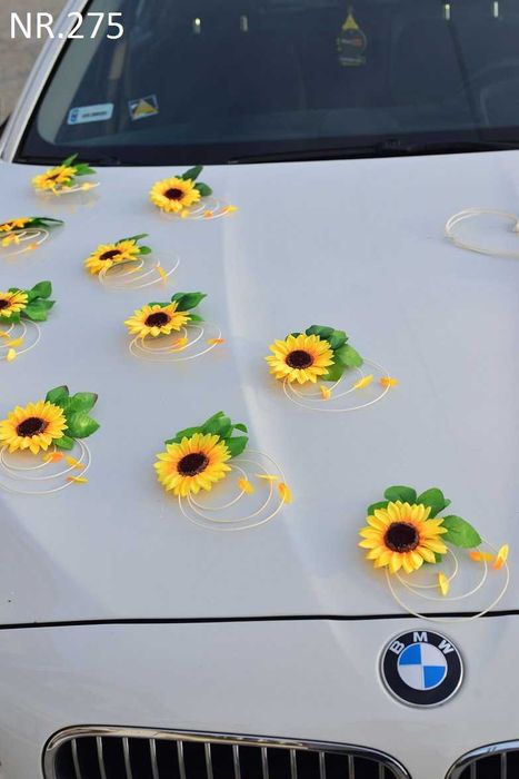 ŚLICZNA dekoracja na samochód ze SŁONECZNIKÓW.Ozdoby 275