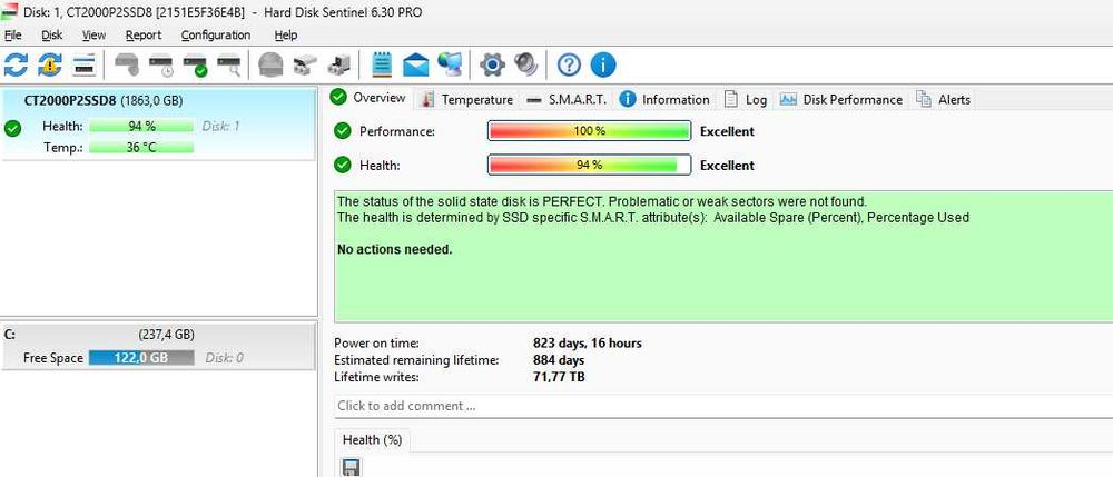 Crucial P2 2TB Testado 94%