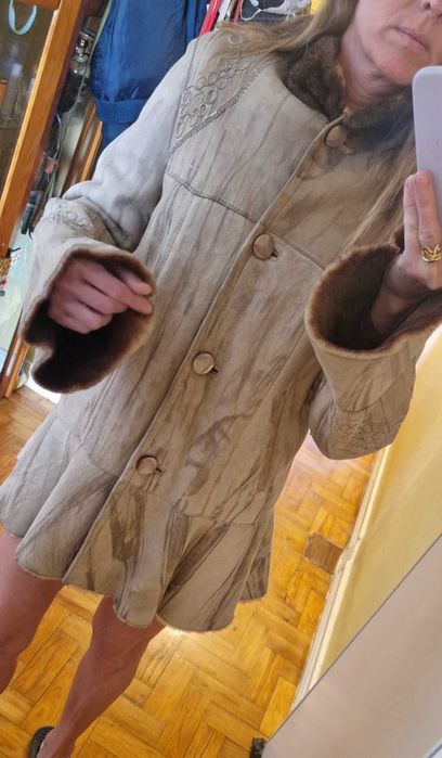 Casaco de couro camurça M novo