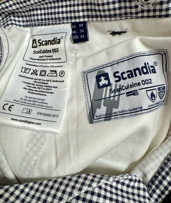 Нові професійні кухарські штани Scandia ScanCuisine сертифіковані за європейськими стандартами безпеки.