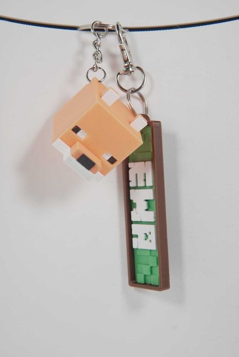 Brelok imienny z Twoim imieniem - Minecraft 3D z figurką / ZESTAW