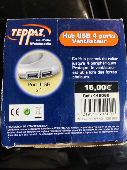 Hub USB 4 Portas e Ventoinha de Secretária Flexível Teppaz