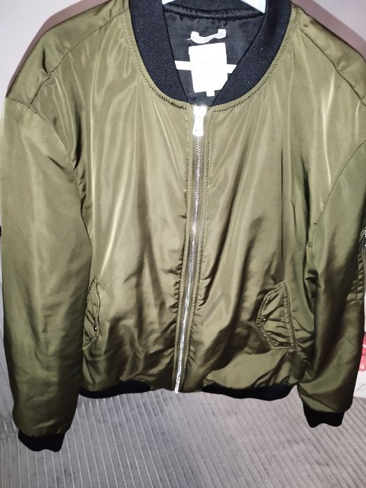 Kurtka bomberka krótka damska męska unisex 38 40 L Zara khaki
