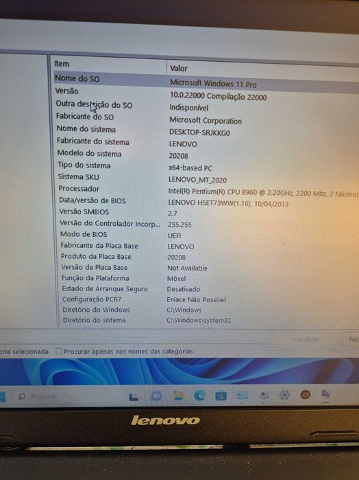Lenovo B590 processador intel B960 2,2ghz