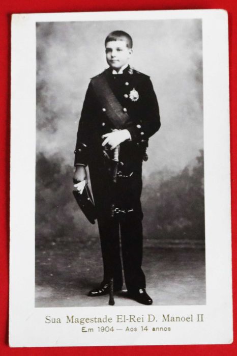 «Rei D Manuel II» em 1904 aos 14 anos, postal fotográfico
