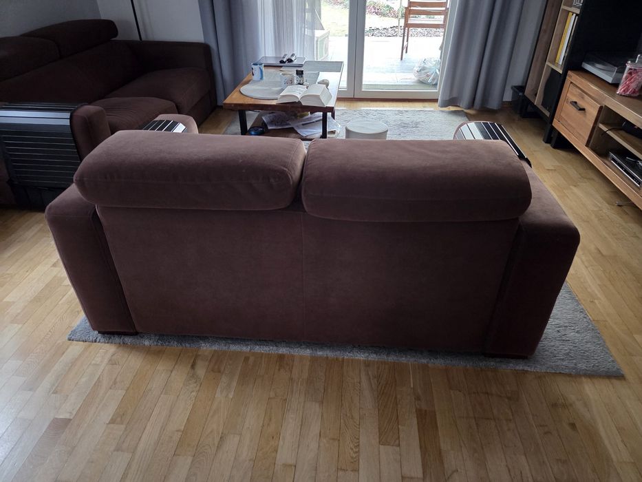 2 kanapy - dwójka i trójka, brązowa, etap, sofa, kanapa