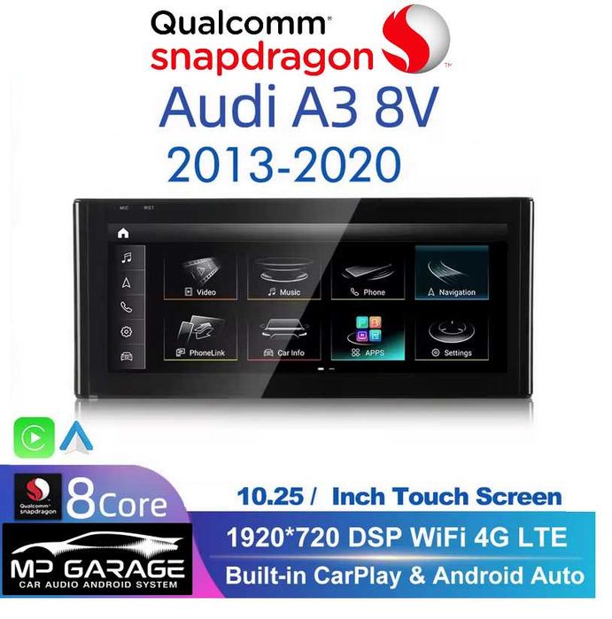 Audi A3 8V Radio Nawigacja Android Snapdragon CarPlay AndroidA Montaż