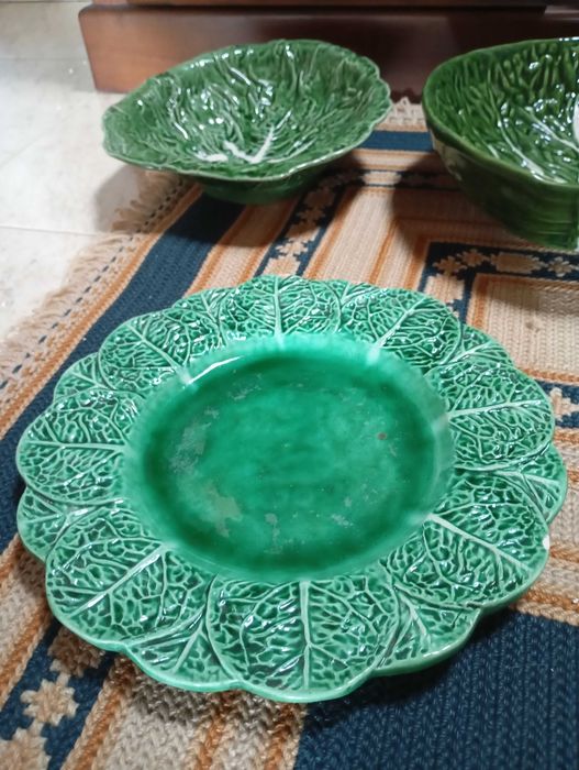 Conjunto loiça, textura de folhas, San Raphael. Vintage