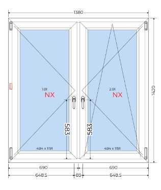 Okno PCV 1380x1420 mm/ 138x142 cm - SKLADOKIEN.PL / TANIO
