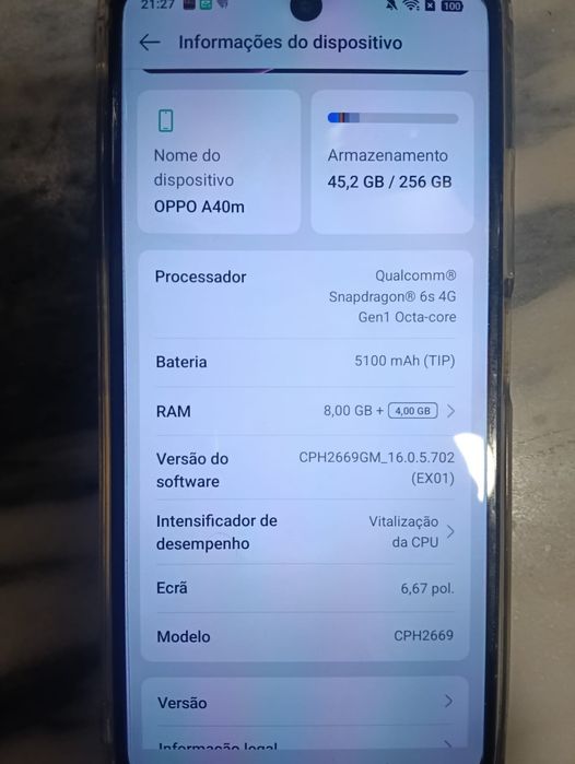 OppO A40 cm  película, capa e fio carregador