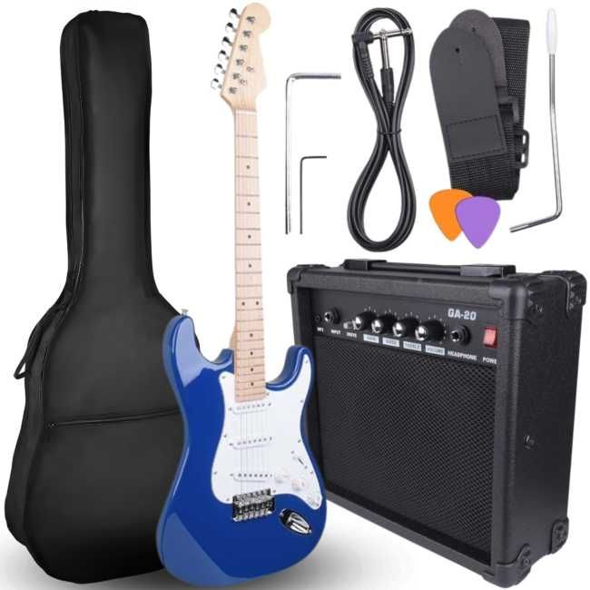 ZESTAW gitara elektryczna stratocaster wzmacniacz NN EG SET BLU