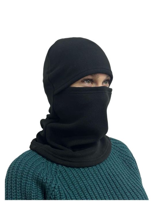 Балаклава баф 2в1 флісова жіноча біла чорна, флис женская белая черная