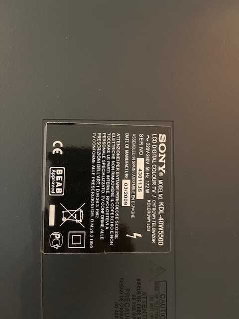 Televisão Sony KDL-40W5500 Não liga
