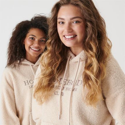 Bluza sinsay fluffy mis z kapturem kremowa bezowa damska 34 36