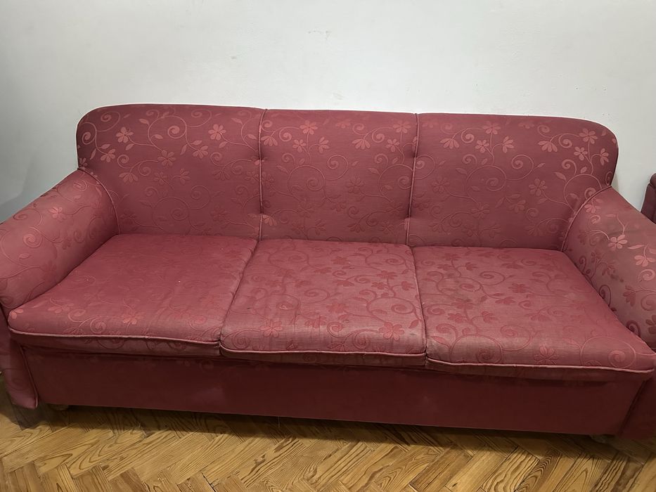 Conjunto Sofá 3 e 2 Lugares Vermelho – Estrutura Excelente