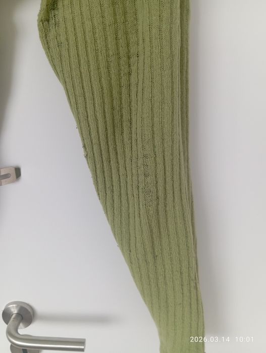 Green Ribbed Knit Leggings - Loungewear - Heavy Wear/Damaged